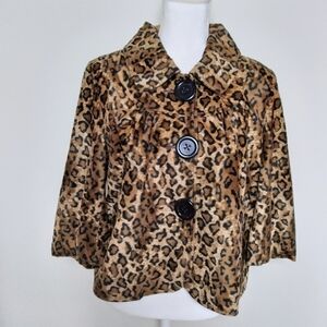 Luii Cropped Leopard Print Faux Fur Coat